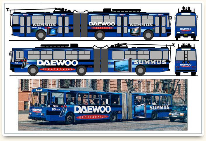 Реклама на транспорте, дизайн рекламы на транспорте, изготовление рекламы на транспорте